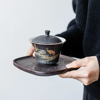 Gaiwan čaj nastaviť retro keramické čajové misky Kung Fu čaj nastaviť čaju zásobník nastavte šálku čaju suché bublina súbor môže byť prispôsobené