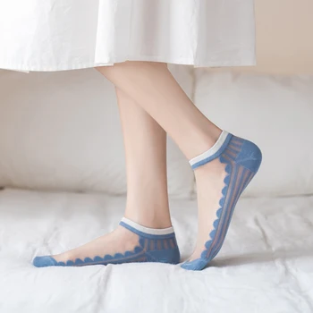 5Pairs/Veľa Žien Ponožky pre Letné Neviditeľné Ultra-Tenké Transparentné Cass Sklenené Vlákna, Hodváb Ponožky Fashion White Japonsko Členkové Ponožky