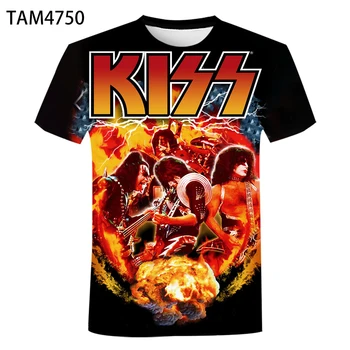 Nový Krátky Rukáv Kiss Rocková Kapela 3D T-Shirt Vytlačené Muži, Ženy, Deti, Letnej Pohode Streetwear Módy Chlapec Dievča Deti Hore