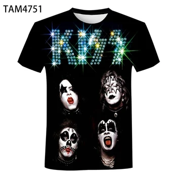 Nový Krátky Rukáv Kiss Rocková Kapela 3D T-Shirt Vytlačené Muži, Ženy, Deti, Letnej Pohode Streetwear Módy Chlapec Dievča Deti Hore