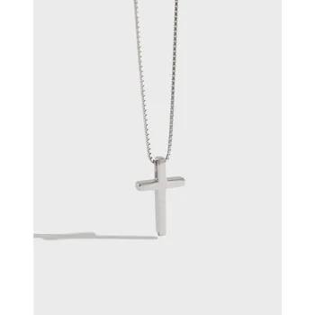 Skutočné 925 Sterling Silver Geometrické Kolo Kríž Choker Náhrdelník Pre Módu Ženy Minimalistický Jemné Šperky Roztomilý darček Príslušenstvo