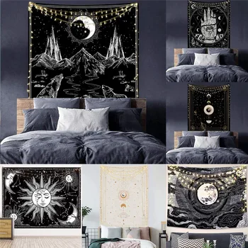 Biele A Čierne Nástenné Gobelíny Mandala Psychedelic Izba Domov Boho Dekor Estetické Hippie Dekorácie Polyester Jogy Hodiť