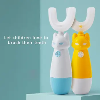 Detské Smart Push-Button Sonická Elektrická zubná Kefka Dieťa Školenia Čistenie Cartoon Automatické U Tvar Kefky