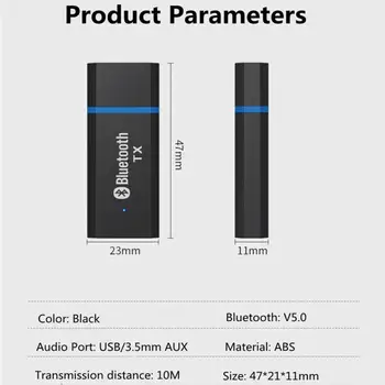 USB Bluetooth 5.0 Vysielač, Prijímač Mic 3 V 1 EDR Dongle Adaptér 3,5 mm AUX Pre TV, PC Slúchadlá Domáce Stereo Auto HIFI Audio
