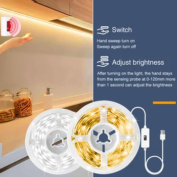 LED Pás Svetla Ručné Zametanie Snímača Snímač Pohybu Switch s Stmievateľné USB DC 5V SMD2835 Svetelné Pásy pre Spálne, Kuchyňu, Kúpeľňu