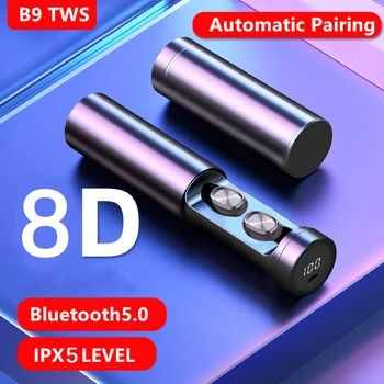 B9 TWS Bluetooth Slúchadlá Bezdrôtové Slúchadlá 8D HIFI Šport s MIKROFÓNOM Herné Slúchadlá Music Headset pre Xiao Huawei Iphone earbu