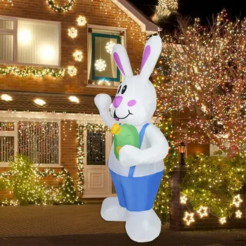 6.23 Ft svieti Veľkonočné Nafukovacie Bunny Holding Farebné Vajcia Osvetlené Vonkajšie Vnútorné Dovolenku Dekorácie Vyhodiť Dvore Trávnik Rodinných Domov