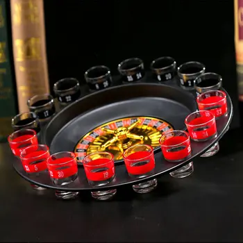 16 Shot Glass Deluxe ruskej Spinning Ruleta, Poker Čipy Pitnej Hra Strany, Dodávky Vína Hry pre Dospelých Drinken Hra