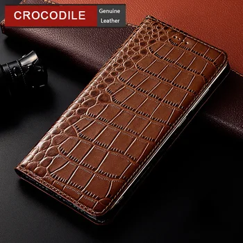 Krokodíl Originálne Kožené puzdro Pre OnePlus 9 Pro 9R Magnetické Flip Kožený Kryt