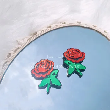 Gotický Rose Stud Kvetinový Náušnice 90. rokov Štýle Vintage francúzskej Rastlín 2021 Akryl Náušnice pre Ženy Módne Šperky Strany Dary Nové