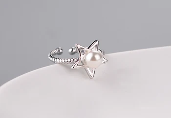 Hot Predaj 925 Sterling Silver star Krúžok Pre Ženy Pôvodné Jemné Šperky Darček Otvorte Nastaviteľné Prst Prsteň