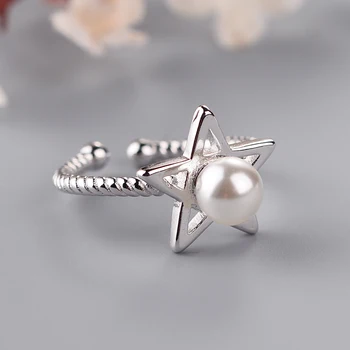 Hot Predaj 925 Sterling Silver star Krúžok Pre Ženy Pôvodné Jemné Šperky Darček Otvorte Nastaviteľné Prst Prsteň