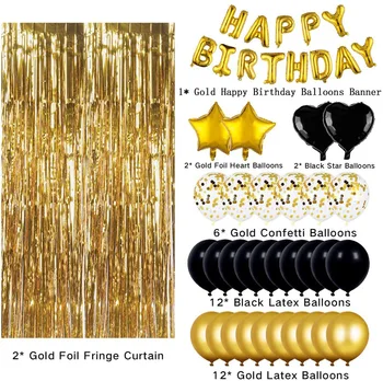 Balón Strany Prom Dodávky Balón Dospelých Rodinné Stretnutie Zlaté Čierna Dovolenku Dekorácie Happy Birthday List Balón Nastaviť