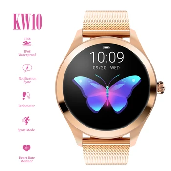 KINGWEAR KW10 Smart Hodinky, Športové hodinky Ženy, Vodotesný IP68 Monitorovanie Srdcovej frekvencie BT Fitness Tracker pre Android a IOS Fitness