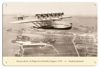 Dornier Do-X Nemecký Lietajúci Čln - 1931 Vintage Letectva Plagát Kovov Cín Prihlásiť