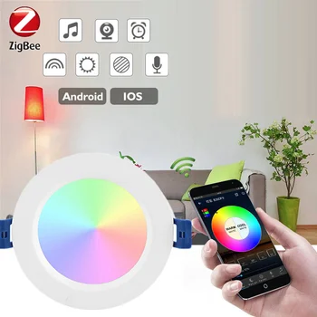 Tuya Zigbee 3.0 Smart LED Downlight 10W/12W RGBCW Smart Home Okrúhle Stropné Svietidlo Podporu Alexa Domovská stránka Google Smartthings