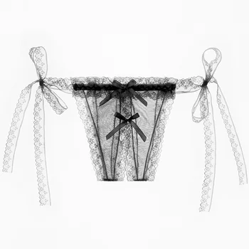 Nový Ženy Čipky Sexy G-String Nohavičky Bikini Girl Krajky-up Spodky Otvorené Rozkroku Remeň Ultra-tenké Transparentné Nohavičky Pokušenie