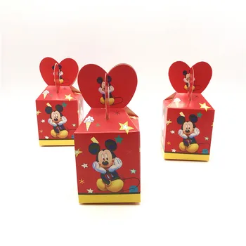 Disney Mickey Červený Strana Pozadia Pre Foto Candy Popcorn box darčeková taška Happy Birthday Deti Party Dekorácie, Detské Party Dodávky