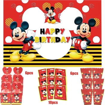 Disney Mickey Červený Strana Pozadia Pre Foto Candy Popcorn box darčeková taška Happy Birthday Deti Party Dekorácie, Detské Party Dodávky