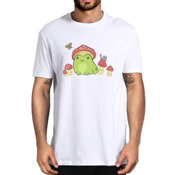 Unisex Zábavné Žaba s Húb Klobúk Motýľ Cottagecore Estetické Módne Letné Mužov Novinka T-Shirt Harajuku Čaj
