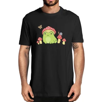 Unisex Zábavné Žaba s Húb Klobúk Motýľ Cottagecore Estetické Módne Letné Mužov Novinka T-Shirt Harajuku Čaj