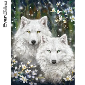 Evershine Plné Námestie Diamond Maľovanie Vlk Mozaikové Umenie 5D DIY Diamond Výšivky Zvierat Záľuby A Remesiel Domáce Dekorácie