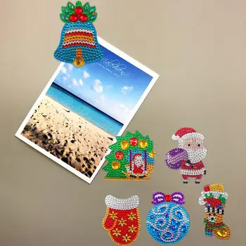 6pcs Vianočné Magnety na Chladničku Nálepky Špeciálny Tvar Plný Vrták DIY Diamond Maľovanie Chladnička Magnety Vianočné Dekorácie