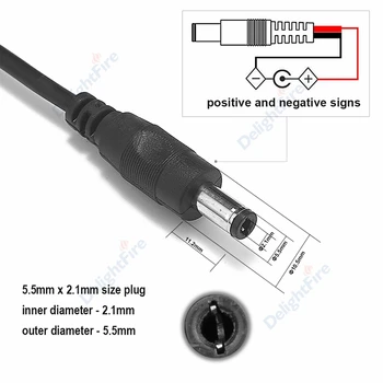 5.5x2.1 mm DC Konektor Kábla stlačte Tlačidlo 304 Na Vypnutie 12V Light Switch DC Napájací Kábel Pre LED Pásy Lampa RGB Controller DVR