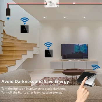 Smart Home Light Switch Wifi Tuya Inteligentný Život App 433Mhz Dotyk Tlačidlo, Prepínač Bezdrôtovej komunikácie na 220V Relé Modul Časovača Domovská stránka Google Alexa