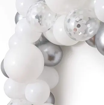 62Pcs/veľa White Silver Balón Arch Metalíza Šedá Strieborná Balóny, Konfety Garland pre Svadobné Sprcha Svadby, Narodeniny, Party Deco