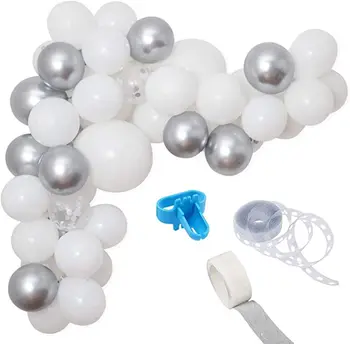 62Pcs/veľa White Silver Balón Arch Metalíza Šedá Strieborná Balóny, Konfety Garland pre Svadobné Sprcha Svadby, Narodeniny, Party Deco