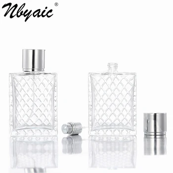 Nbyaic Parfum, fľaša 100 ml veľkú kapacitu mriežky povrch sklenené fľaše parfum náhradné fľašu spreji 1pcs prázdna fľaša