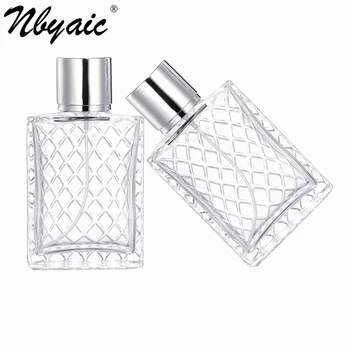 Nbyaic Parfum, fľaša 100 ml veľkú kapacitu mriežky povrch sklenené fľaše parfum náhradné fľašu spreji 1pcs prázdna fľaša