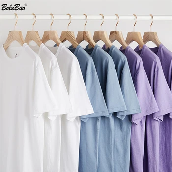 BOLUBAO 2021 Letné Nový Krátky Rukáv T Shirt Mužov O-Krku Topy Plus Veľkosť Značky Solid Farba Bavlna T-Shirt Muž