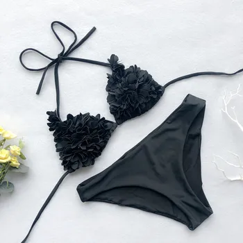 Nové šité KVET PLAVKY Európskych a Amerických populárnych trojuholník taška bikini 2021 obyčajný plavky s vankúš pláži oblek