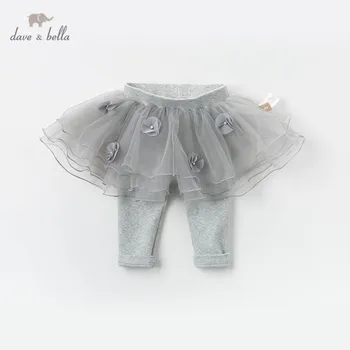 DBM12766 dave bella jar baby dievčatá módne kvetinový oka nohavice deti plnej dĺžke deti nohavice infant batoľa pevné nohavice