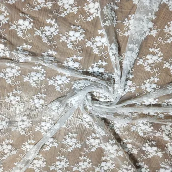 Mäkkého Tylu Kvet Prekrytie Čipky Textílie v Off White, Výšivky Mlieko Hodvábneho tylu textílie Na Svadby, Svadobné Šaty Flower Girl