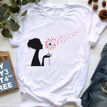 Púpava Tlač Ženy tričko Bavlna Bežné Vtipné tričko Darček Pre Pani Yong Dievča Top Čaj Ženský Voľné Jar Leto Tee tričko