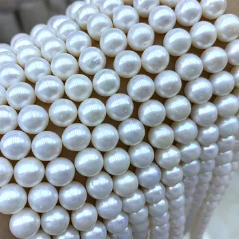 Veľkoobchod v Blízkosti Okrúhle Biele Prírodné Sladkovodné Perly A / AA / AAA Korálky Pre Šperky, Takže DIY Náramok, Náhrdelník 4 5 6 7 8 9 10 MM