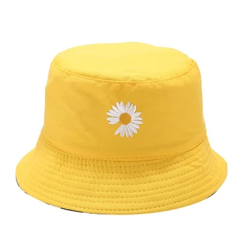 Dvojité bočné Daisy fisherman klobúk pre mužov a ženy je na jar a v lete kórejský univerzálny tlačený slnko klobúk