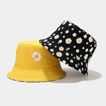 Dvojité bočné Daisy fisherman klobúk pre mužov a ženy je na jar a v lete kórejský univerzálny tlačený slnko klobúk