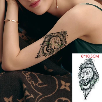 Nepremokavé Dočasné Tetovanie Nálepka Lev Mesiac Zvierat Kruhu Body Art Cool Flash Tetovanie Falošné Tetovanie pre Ženy Muži