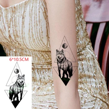 Nepremokavé Dočasné Tetovanie Nálepka Lev Mesiac Zvierat Kruhu Body Art Cool Flash Tetovanie Falošné Tetovanie pre Ženy Muži