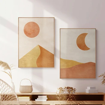 Morandi plagát slnko a mesiac Plátno na Maľovanie Nordic Múr Umenia Plagátu Tlače pre obývacie Izba Domova Stenu Obrázok