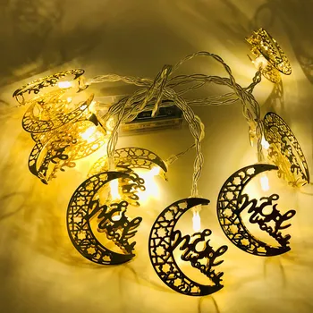 Eid mubarak Hviezdy, mesiac, Led Reťazec Svetlá ramadánu dekorácie pre domov EID Moslimských Ramadánu Kareem šťastný ramadánu Strana Dodávky
