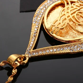 Klasické Moslimských Islamského Boha Rune Zlatý Prívesok Náhrdelník Mužov Náboženský Štýl Amulet Šperky