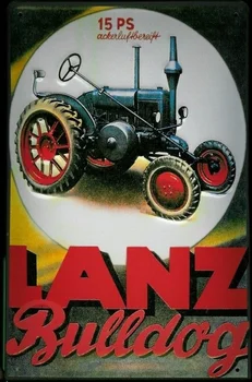 Lanz Bulldog Traktor 15 PS Plastický Vintage Retro Kovové Prihlásiť Garáž Poľnohospodárstvo Dekor