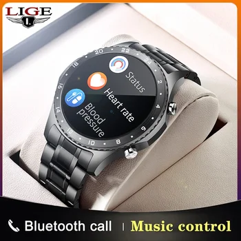 LIGE Bluetooth Prijatie Hovoru Smart Hodinky Mužov plne Dotykový Vytáčanie Hovoru Fitness Tracker Vodotesný IP67 4G ROM Smartwatch Ocele Band+box