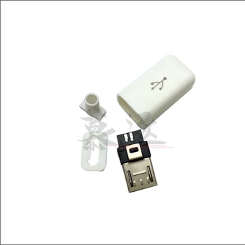 10pcs Micro USB 5PIN Zvárania Typ Mužskej Zapojte Konektory, Nabíjačky 5P USB Chvost Plnenie Zásuvka 4 v 1 Biela Čierna