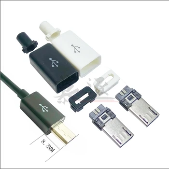 10pcs Micro USB 5PIN Zvárania Typ Mužskej Zapojte Konektory, Nabíjačky 5P USB Chvost Plnenie Zásuvka 4 v 1 Biela Čierna
